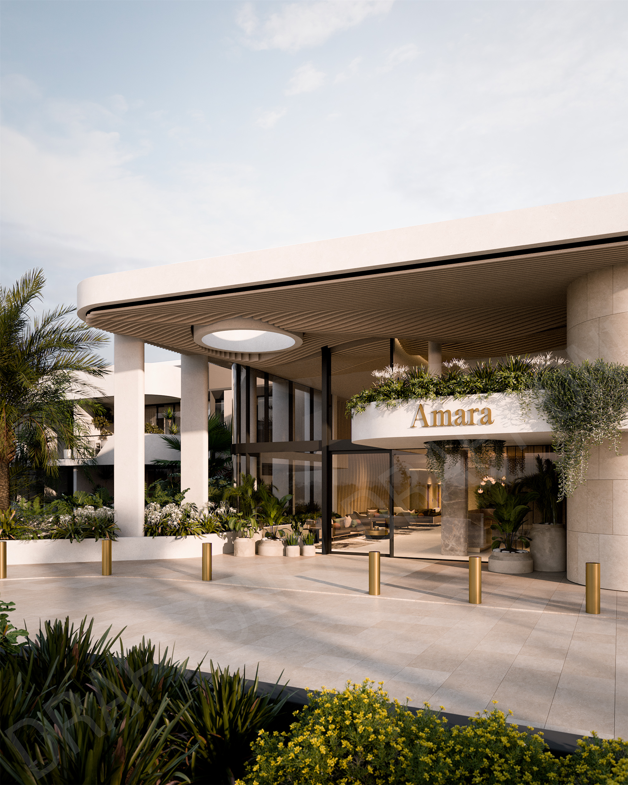 front entrance of amara residences